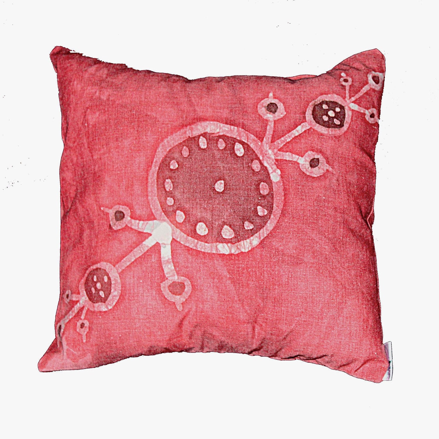 SALE -30% / Handmade original and unique batik fabric 13x13 cushion- Decorative pillow