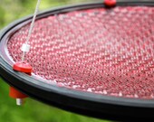 12" hanging style Bird bath or bird feeder vintage red glass traffic light eco friendly reclaimed upcycled