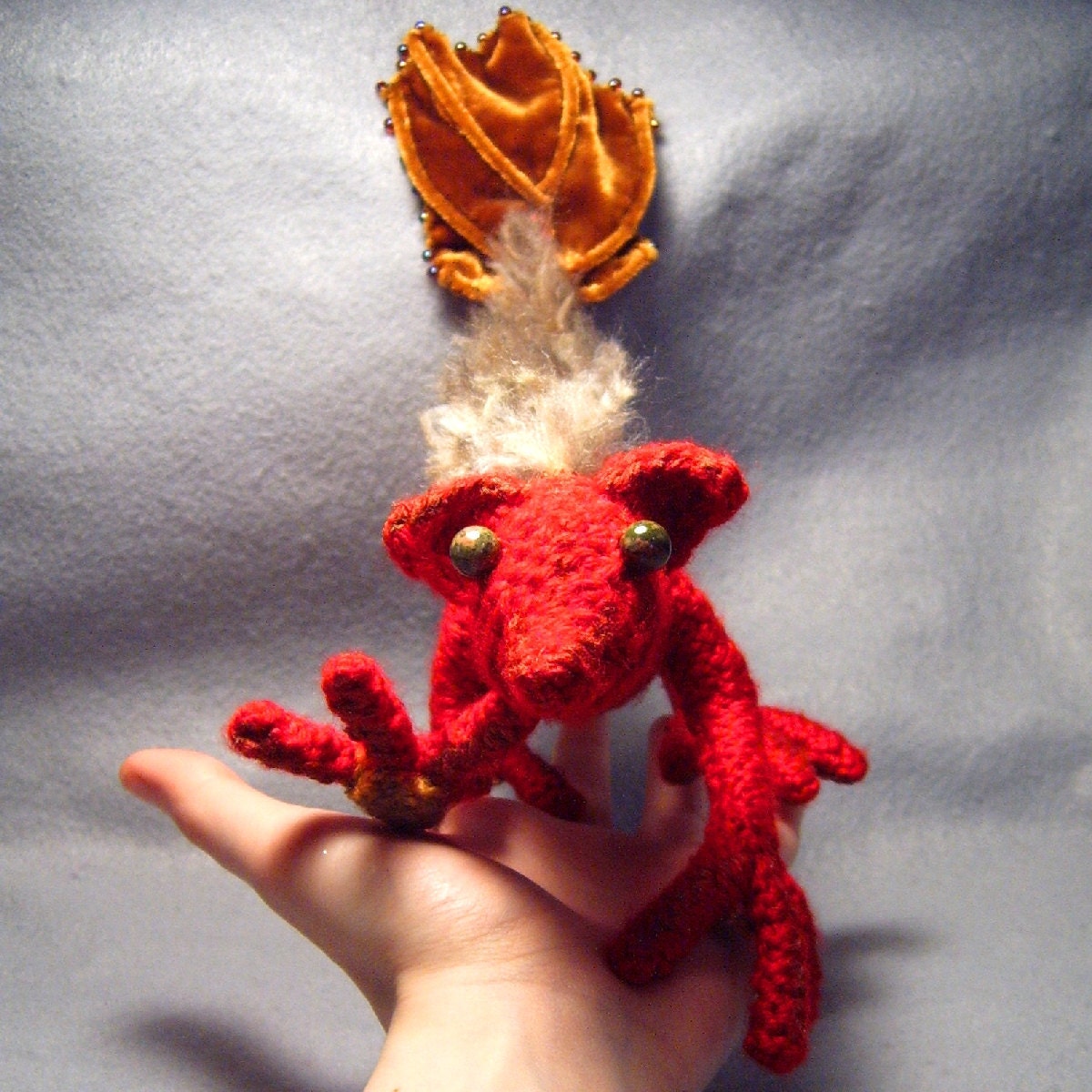 Aithne, OoaK poseable crocheted dragon
