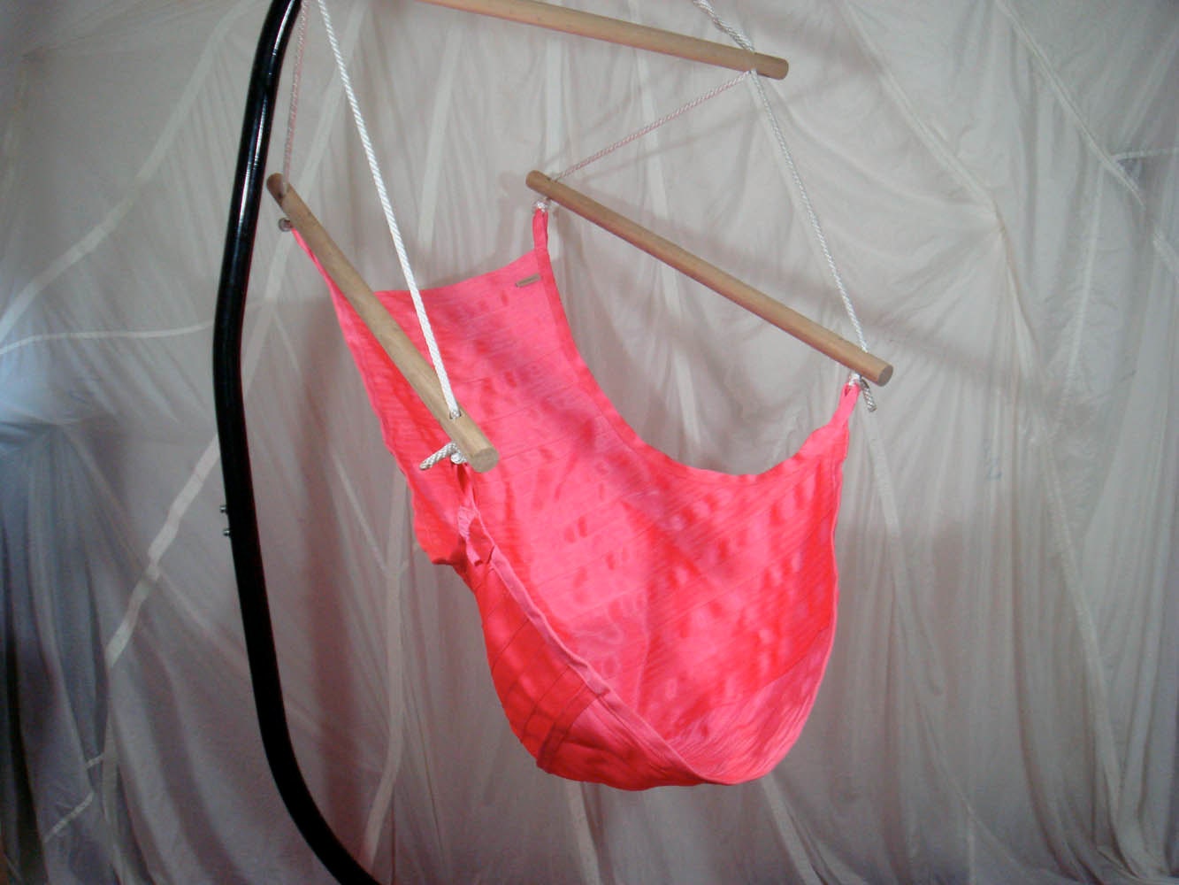 Neon Pink Upcycled Seatbelt Hammock Swing Chair