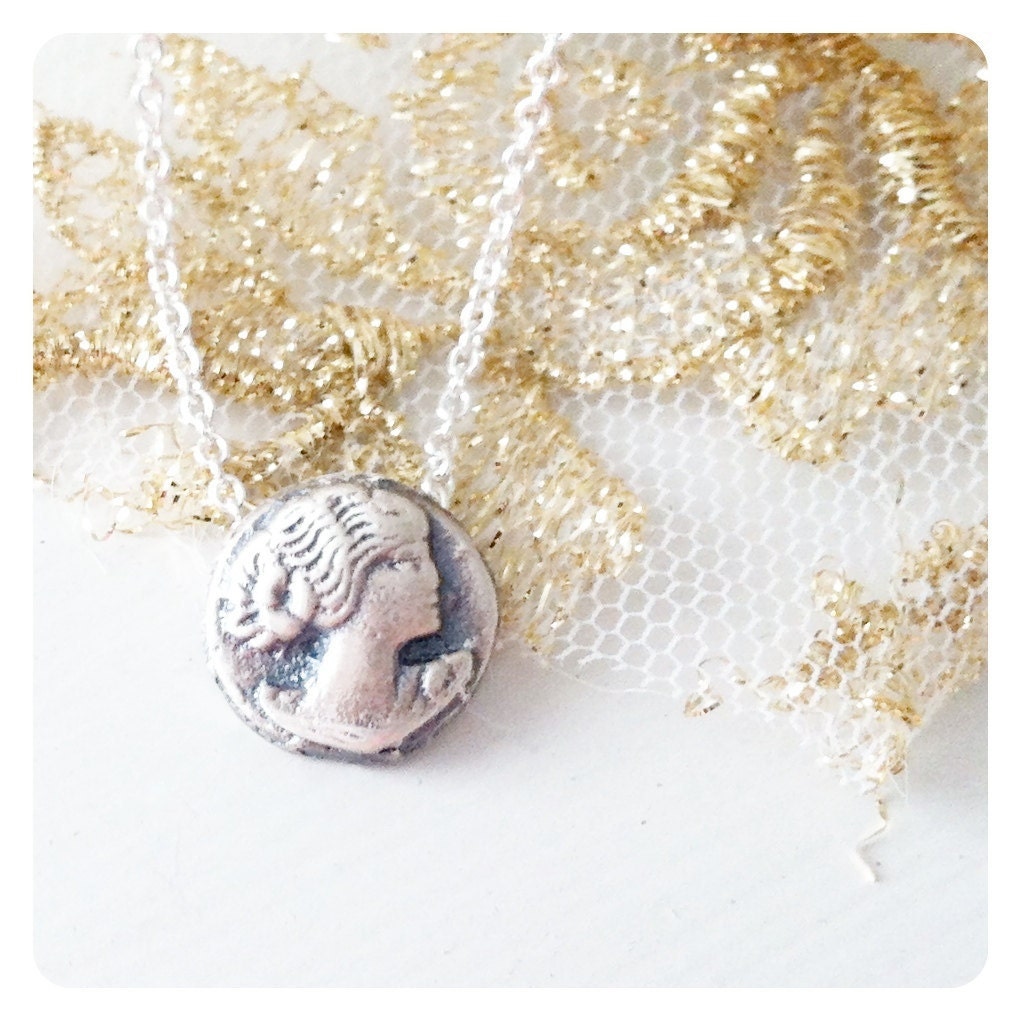 sterling silver girl with a flower in her hair necklace - eRosasjewelry