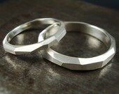 Thin Sterling Chiseled Wedding Rings - Made to Order