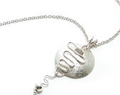 Necklace: Sterling Silver Squiggle with Shiny Beaded Dangle.  Artisan Jewelry by SilviaMaciasDesigns on Etsy