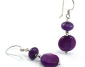 Earrings: Sugilite Jasper and Sterling Silver, Beaded, Dangles.  Artisan Jewelry by SilviaMaciasDesigns on Etsy