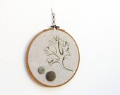 Sea Urchins and Seaweed Tango Embroidered Hoop Wall Hanging