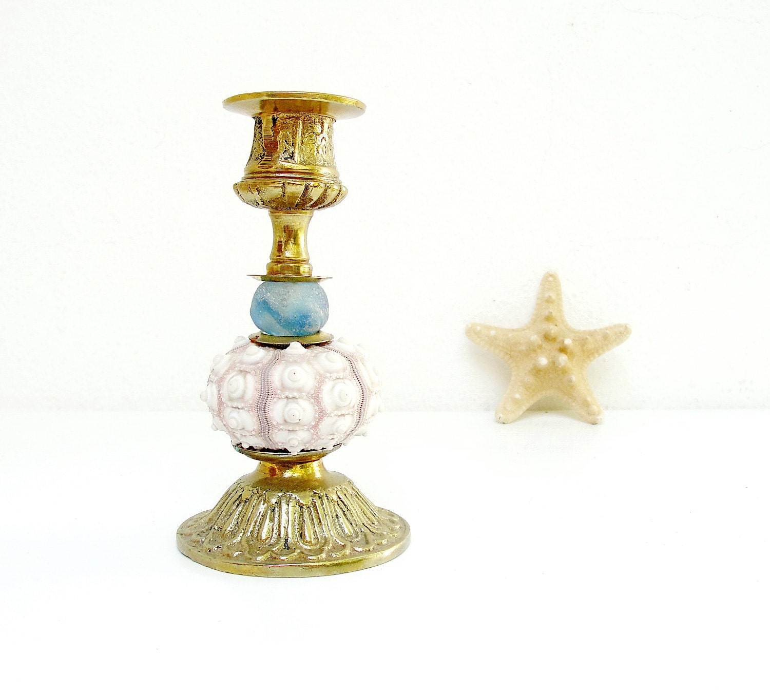 Vintage Brass Sea Urchin Candle Holder