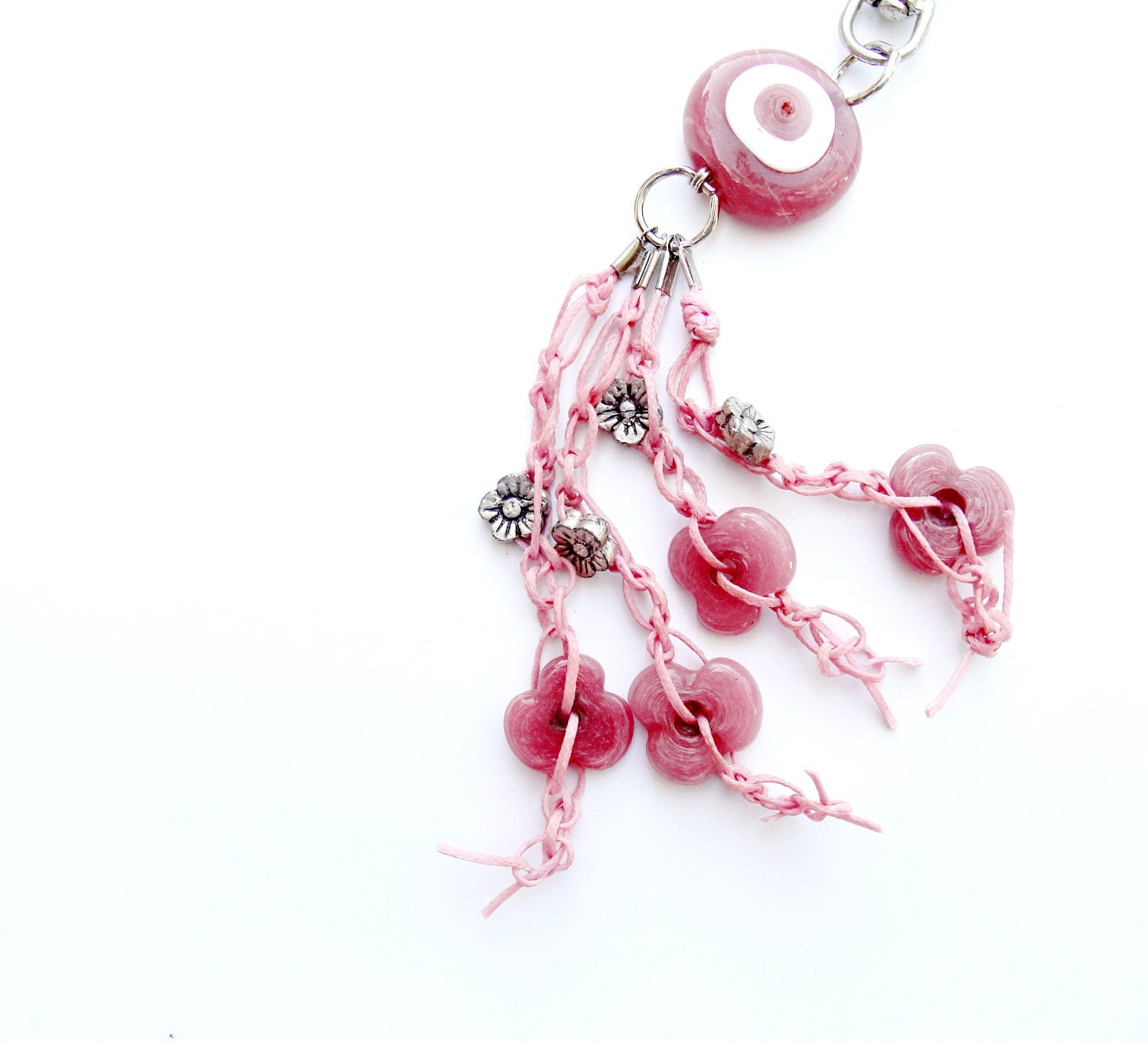 Pink Evil Eye Keychain / Bag Ring - GiftsandStars