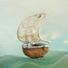 Thumbelina Walnut Sailboat - Vintage Doily, Walnut, Soldering