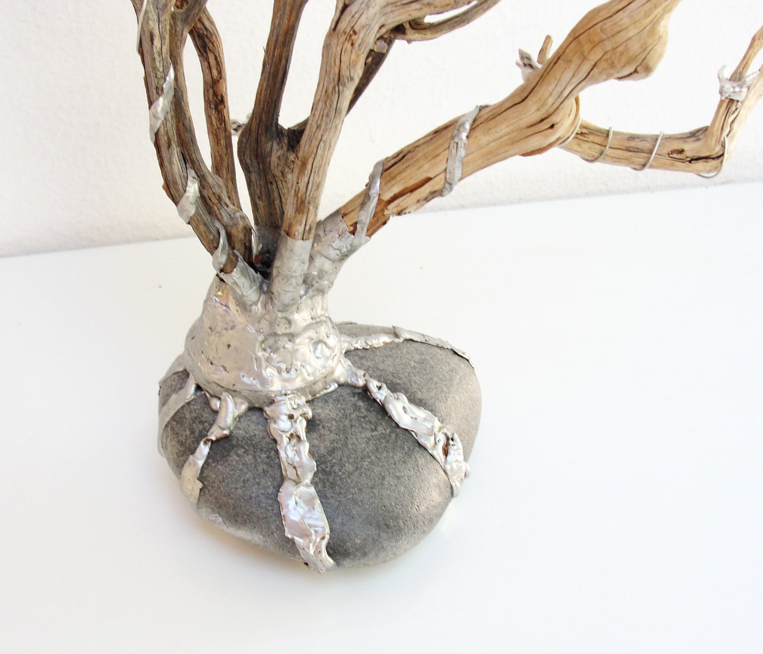 The Birds Tree - Wood Branches Metal Birds and Roots