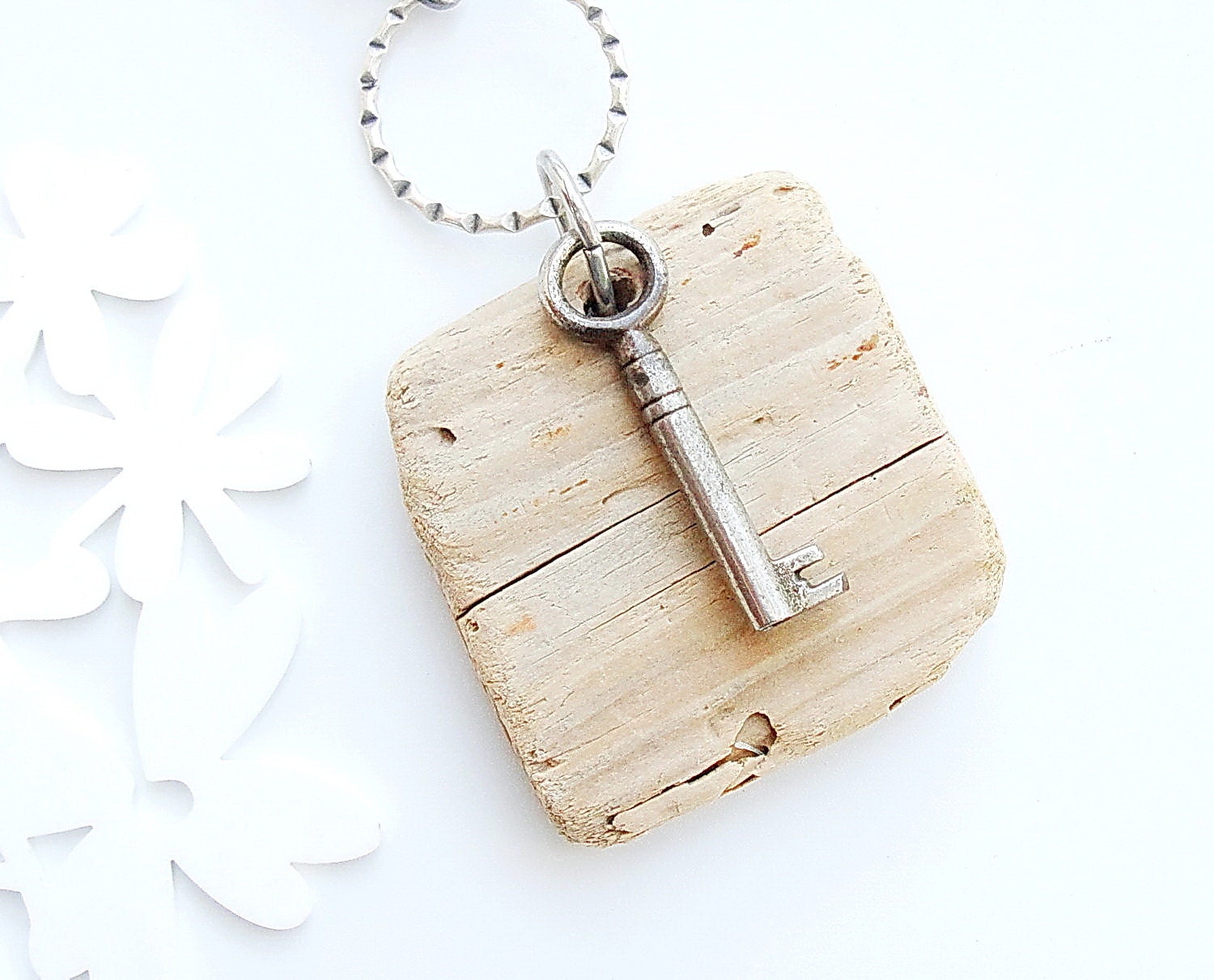 Steampunk Driftwood Keychain / Bag Ring