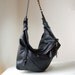 Marianne, handmade black leather hobo shoulder bag.