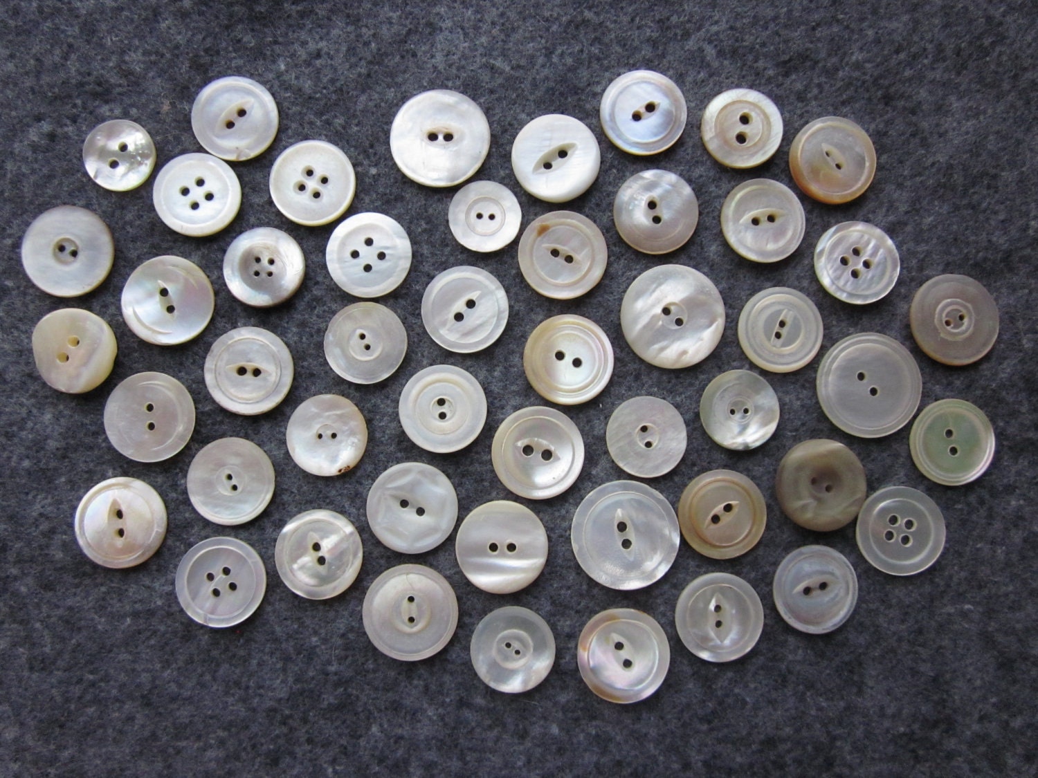 SALE - 50% OFF - 49 Vintage Medium Mother of Pearl Buttons