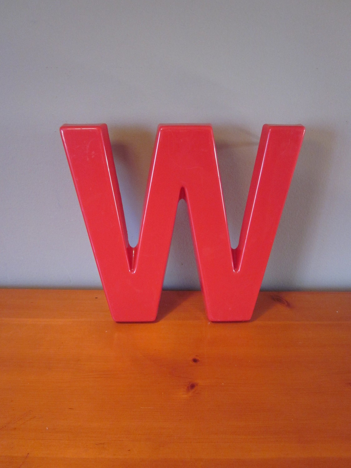 RESERVED for emietanner Large Vintage 12 Inch Cherry Red Molded Plastic Letter W