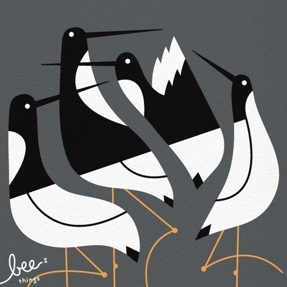 terns limited edition print (on charcoal gray paper)