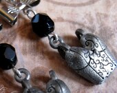 Bloomer Brigade Jet Black Corset Earrings -  All Starrlight Jewelry Earrings Are Made With Surgical Stainless Steel
