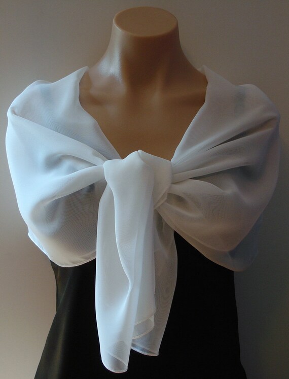 OffWhite Chiffon Sheer Wedding Scarf Wrap by AllSeasonsBoutique
