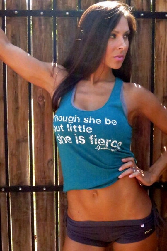 Though she be but little she is FIERCE. Old-School Gym Tank.  Size SMALL