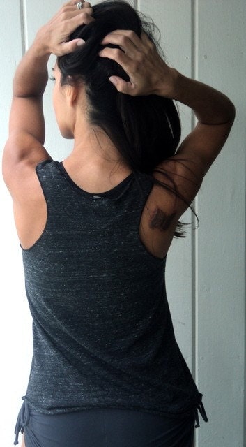 Hurts So Good. Eco-Heather Racerback Tank. Light Black, Size SMALL
