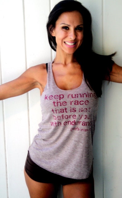 Keep Running the Race that is Set Before You with Endurance Burnout Workout Tank Size SMALL