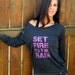 Set Fire to the Rain Eco-Heather Crop Raglan size LARGE