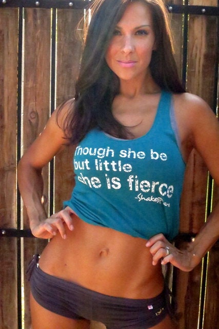 Though she be but little she is FIERCE. Old-School Gym Tank.  Size SMALL