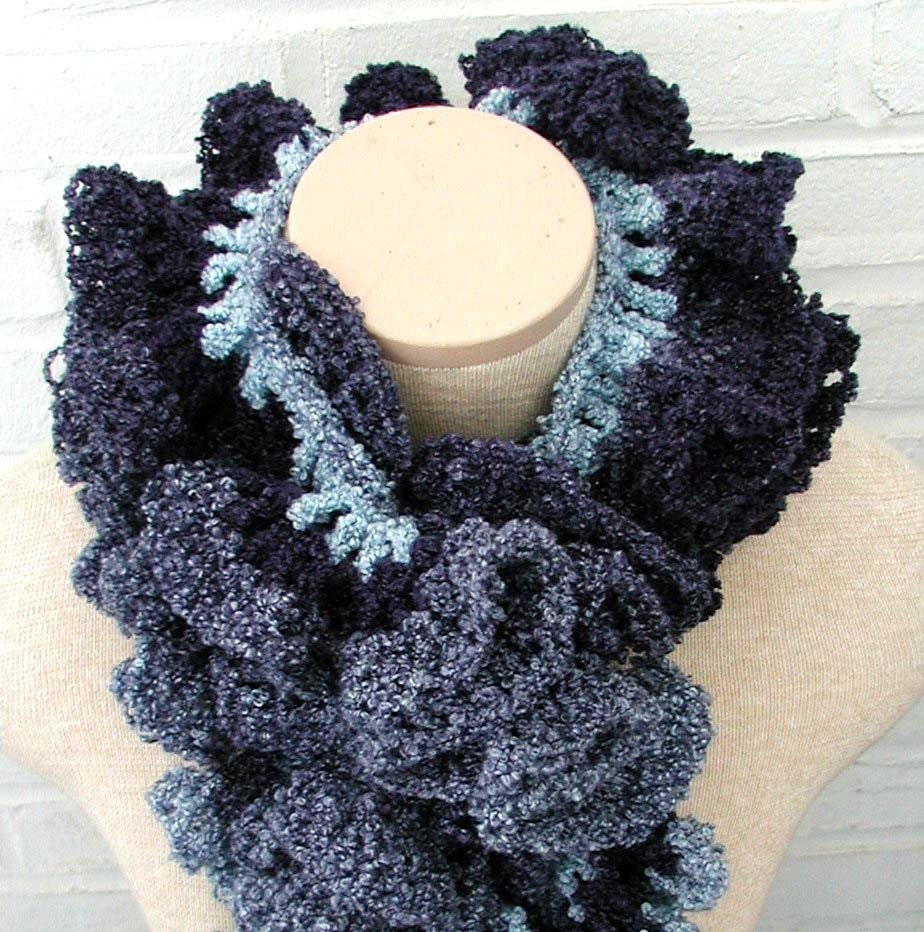 Blue Ruffle Scarf
