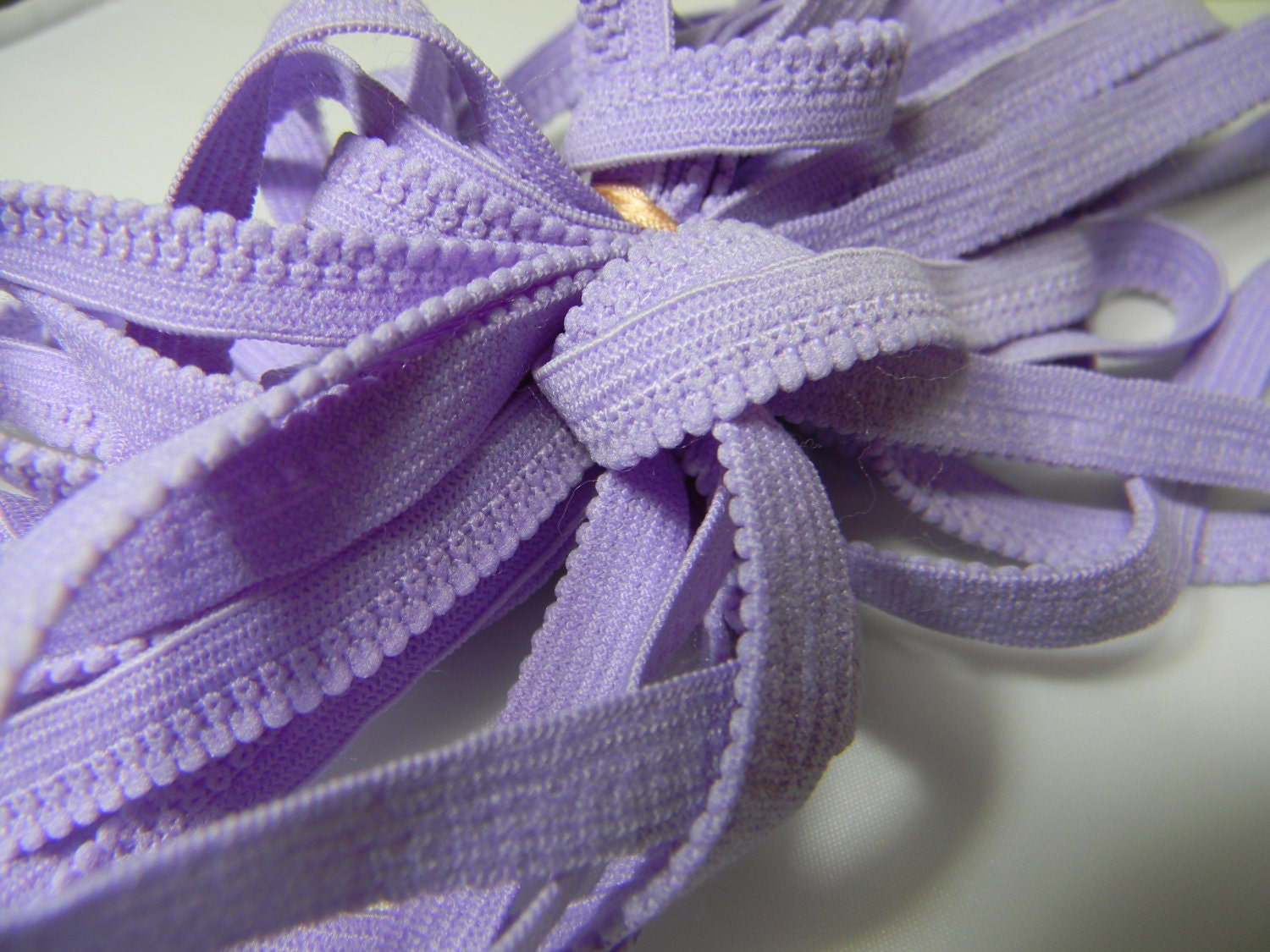 Elastic in lilac with a picot edge - 2 yards - for lingerie, babies clothes and more.