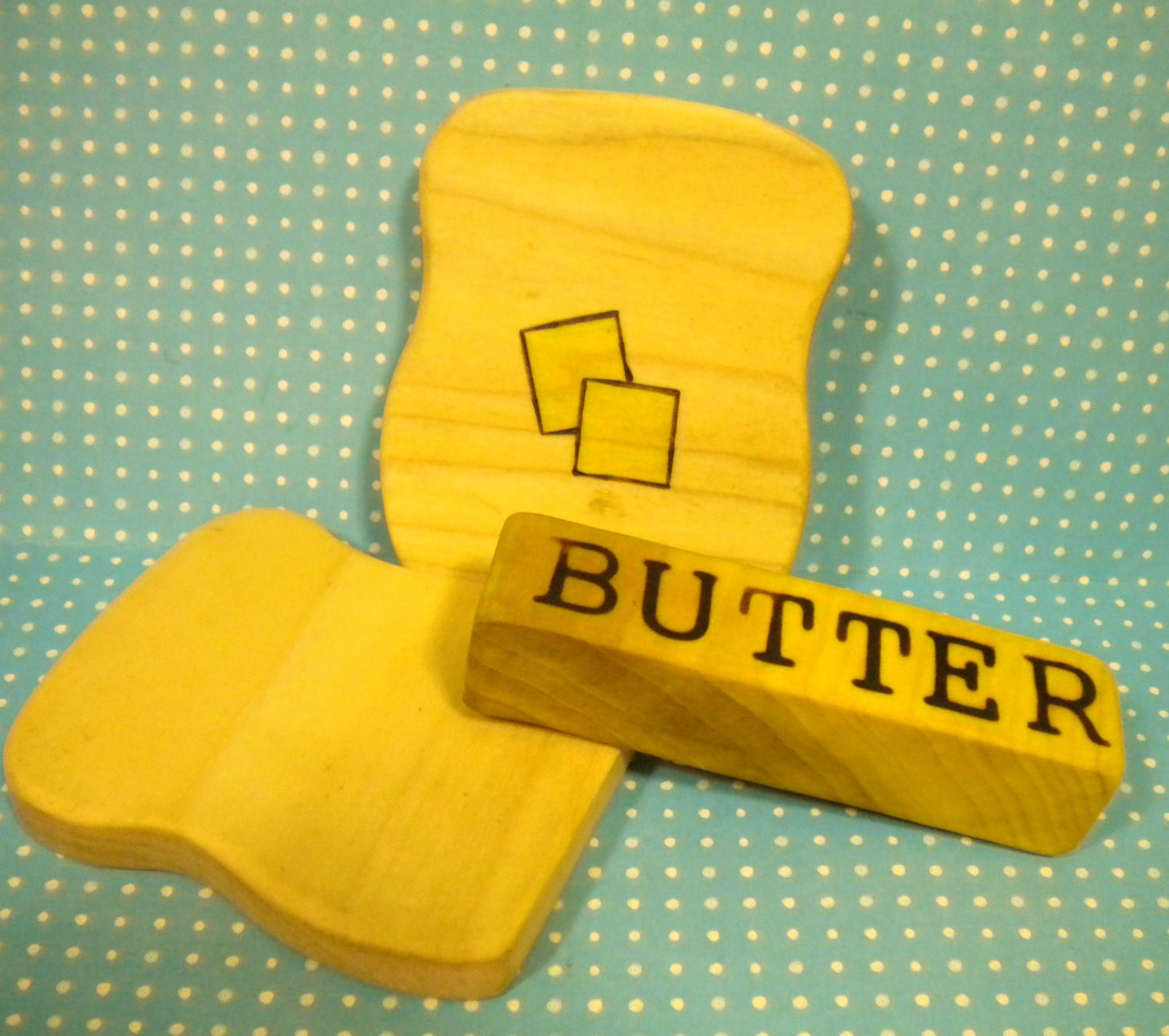 Waldorf Inspired Kids Wooden Butter and Toast Play Set