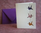 Letterpress Printed String of Cranes Card (Violet-Red-Orange) - Single