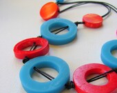 Red Turquoise Necklace - Resin and Bone Beads