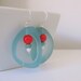 Turquoise Resin and Red Glass Earrings with Sterling Silver Hooks