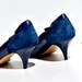 vintage ELECTRIC blue heel / 1980 suede leather OFFICE heel