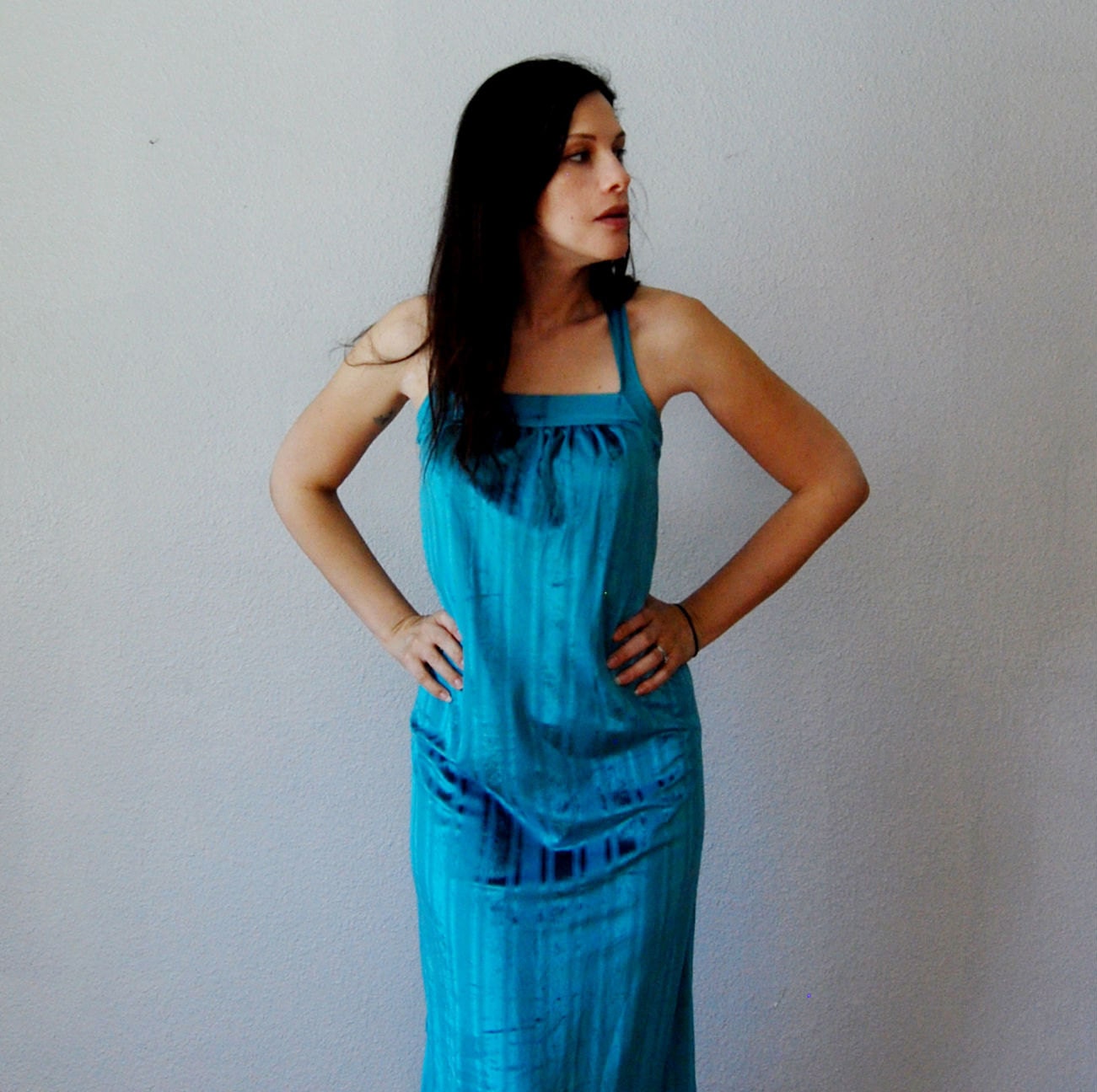 velvet GRECIAN dress / 1970s  HALTER dress