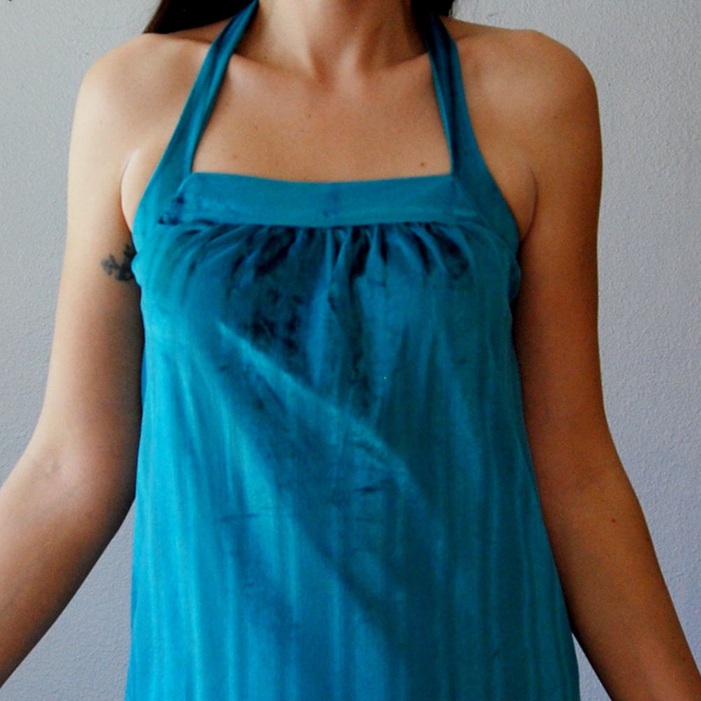 velvet GRECIAN dress / 1970s  HALTER dress