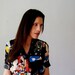 vintage SHEER black blouse / 1990s asian print top