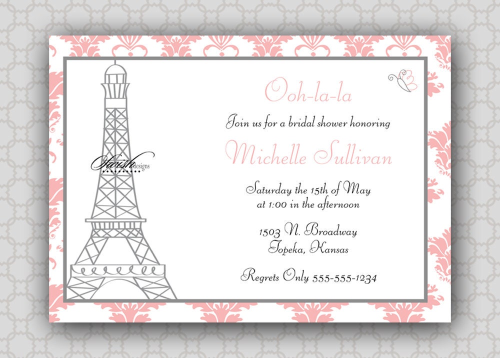 Bridal Shower invitation Paris- 5x7 digital you-print-it invite - printable diy Il_570xn