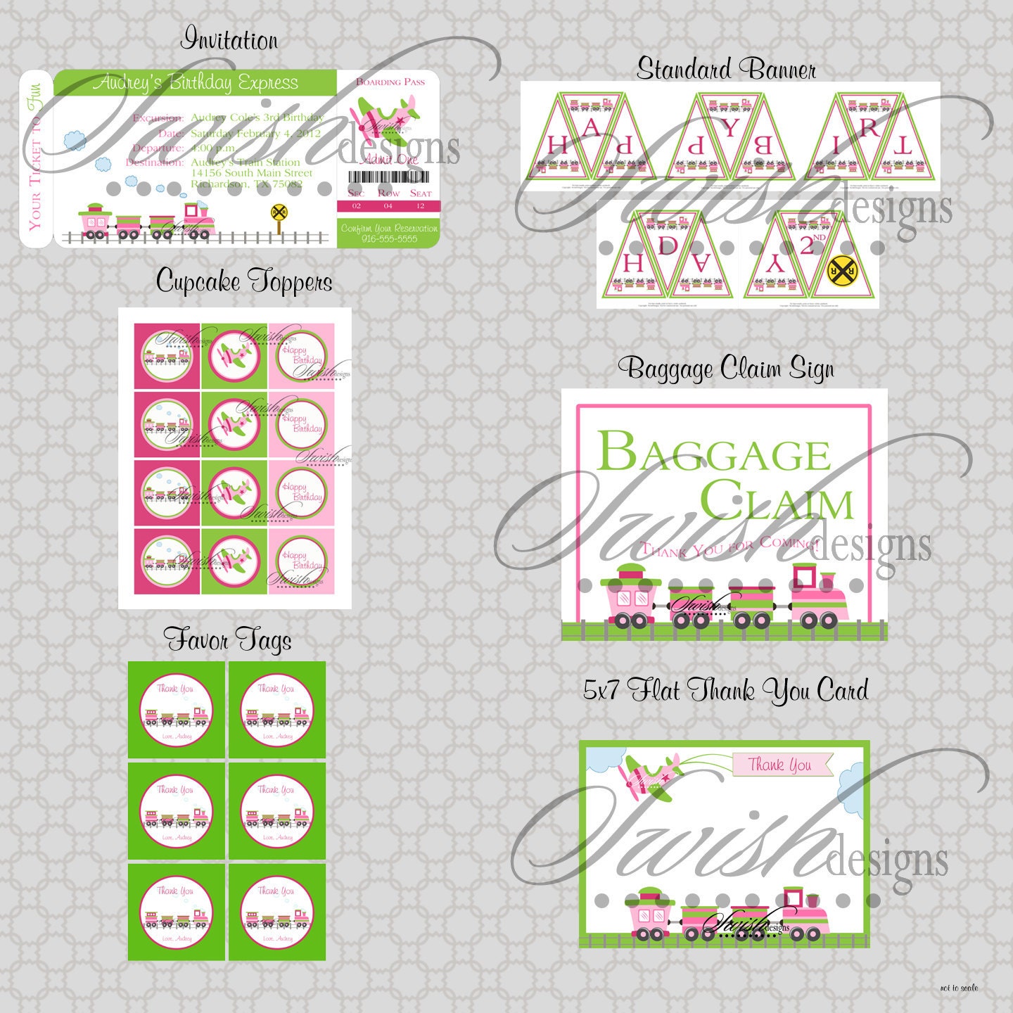 Trains and Planes Birthday Party for Girls - Printable Party - Digital Il_570xn