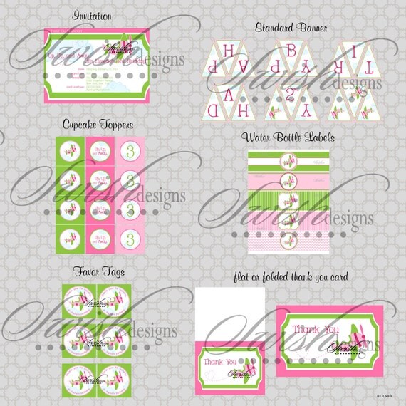 Airplane Birthday Printable Party for Girls - Standard Party Package - Digital Files Il_570xn
