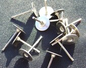 1618FN Earstud Stud Post, Surgical Steel, Dark Silver, 10mm Flat Pad, 100 Qty