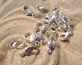 SMALL  Silver plated Lobster Claw Clasps, 10mm, 50 Qty