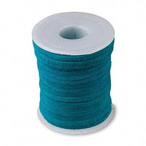 Genuine Leather Cord, Suede Lace, Turquoise, 3x1.75mm, 10ft