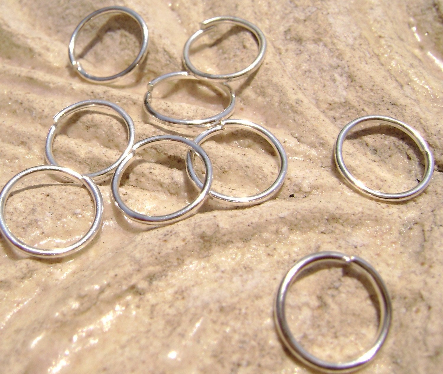 100 Silver plated Jump Rings, 8mm, 22ga