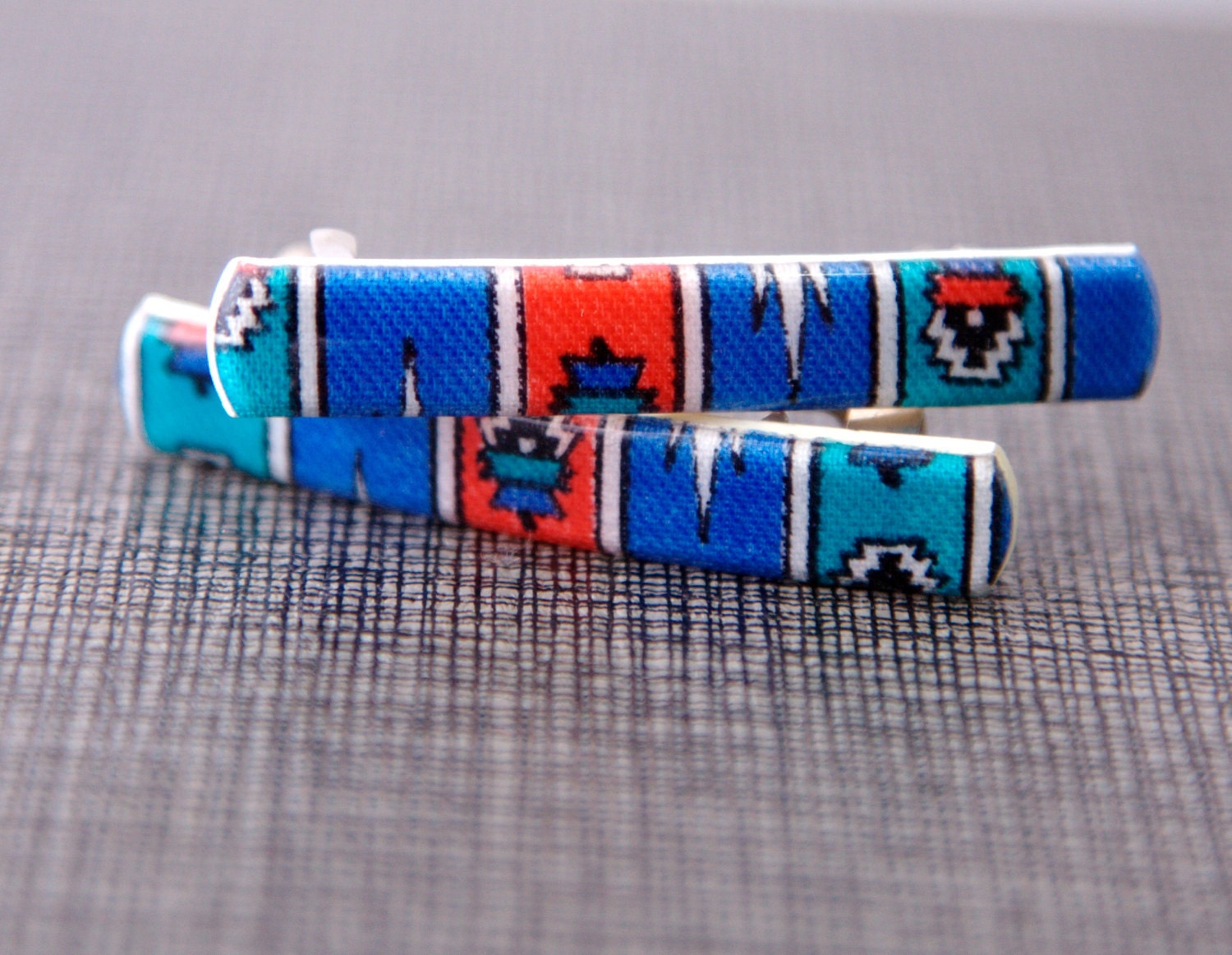 1980s Blue Vintage French Barrettes- Native American