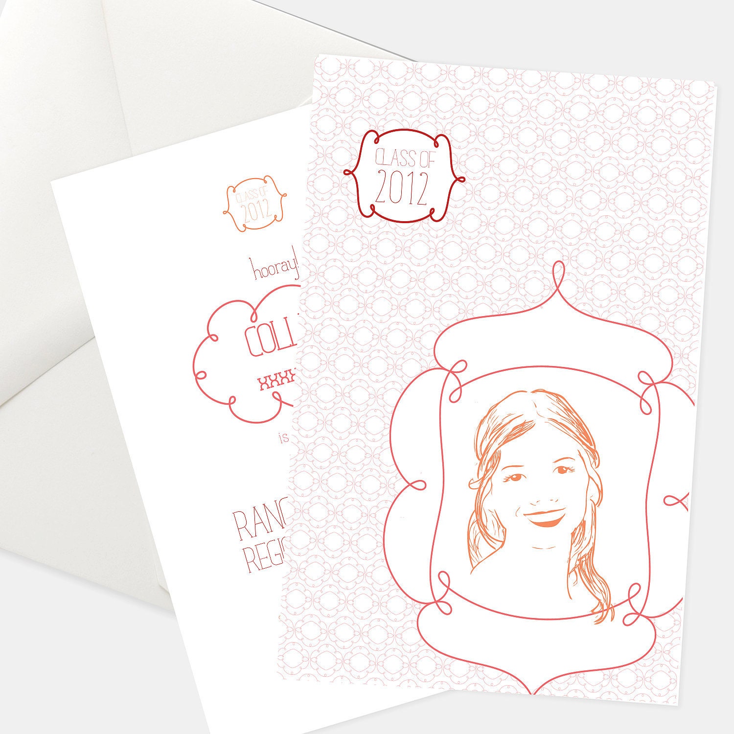 Illustrated Girly Girl Graduation Announcement