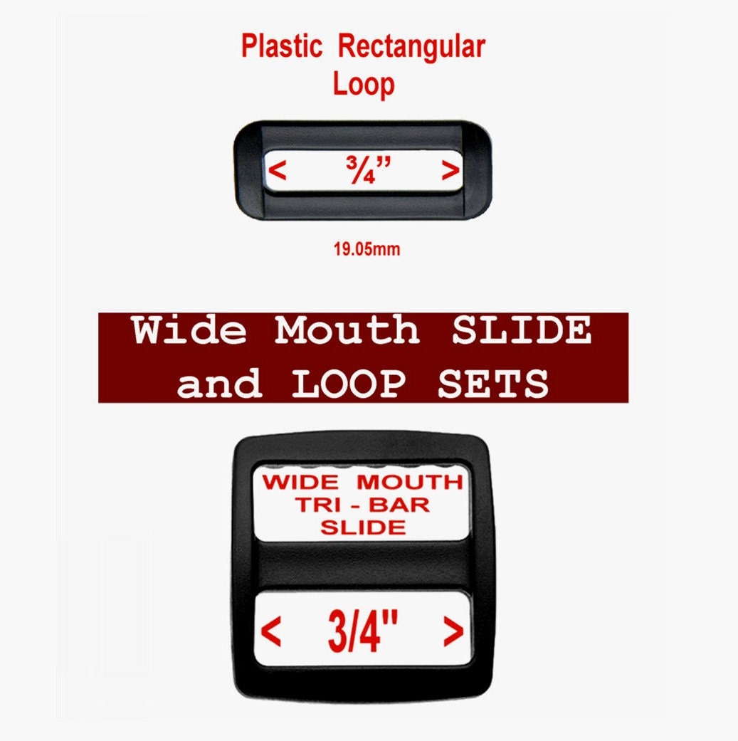 10 SETS, 3/4 inch, WIDE Mouth Slide and Loop SET, Tri Bar, 19.05mm, .75