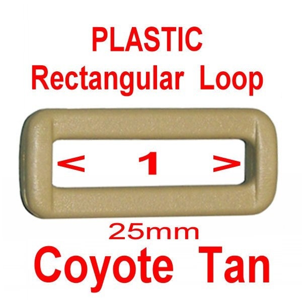 Rectangular Loop, 1 inch, 10 PIECES, Coyote TAN, Plastic, 25mm