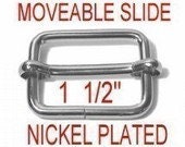 50 PIECES - Tri-Bar Moveable Strap Adjuster Slide, 1 1/2 inch, 38mm, Nickel Plate, 1.5