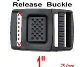 40 Buckles - Adjustable CENTER Release Strap, 1 inch, Clasp Clip, Polyacetal Plastic - BLACK or WHITE