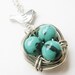 bird nest - necklace - blue - silver - pendant - chain - bird - sparrow - swallow - chain - bead - turquoise