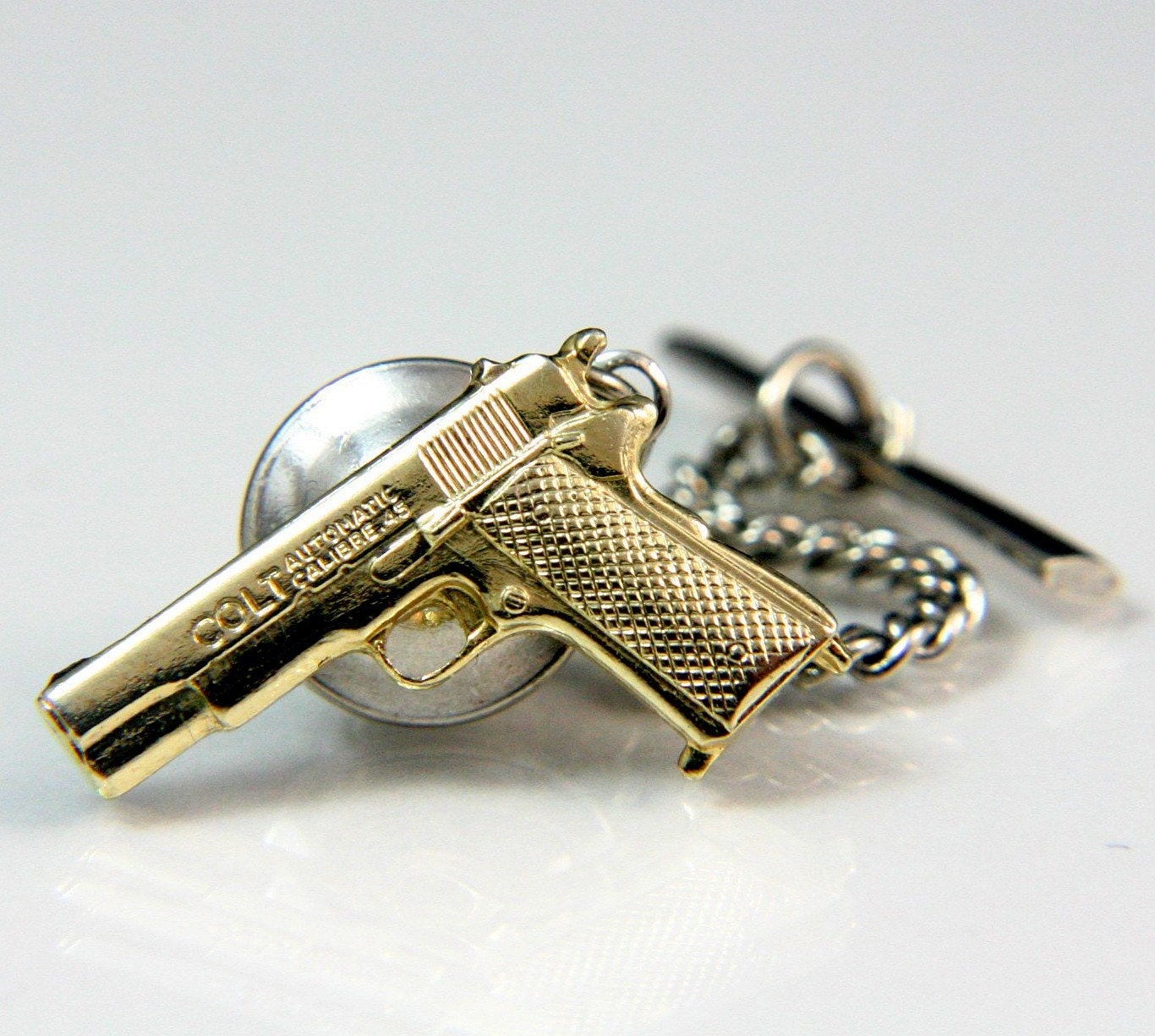 Vintage Colt 45 Gun Tie Tack by ChicDeuxChic on Etsy